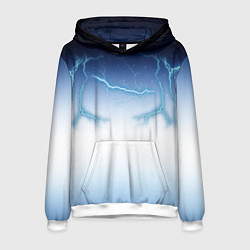 Толстовка-худи мужская Молниеносный разряд, цвет: 3D-белый