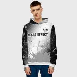 Толстовка-худи мужская Mass Effect glitch на светлом фоне посередине, цвет: 3D-белый — фото 2