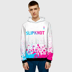 Толстовка-худи мужская Slipknot neon gradient style посередине, цвет: 3D-черный — фото 2