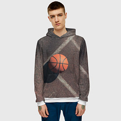 Толстовка-худи мужская Мяч баскетбольный, цвет: 3D-белый — фото 2