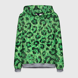 Толстовка-худи мужская Зелёный леопард паттерн, цвет: 3D-меланж