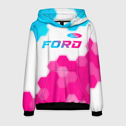 Толстовка-худи мужская Ford neon gradient style посередине, цвет: 3D-черный