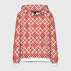 Толстовка-худи мужская Славянские обережные узоры, цвет: 3D-белый