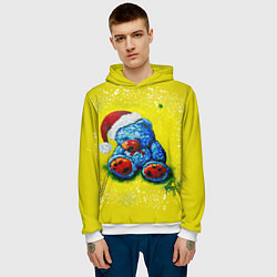 Толстовка-худи мужская Плюшевый синий Санта, цвет: 3D-белый — фото 2