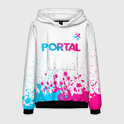 Толстовка-худи мужская Portal neon gradient style посередине, цвет: 3D-черный