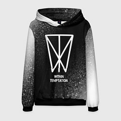 Толстовка-худи мужская Within Temptation glitch на темном фоне, цвет: 3D-черный