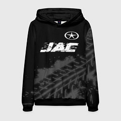 Толстовка-худи мужская JAC speed на темном фоне со следами шин посередине, цвет: 3D-черный