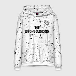 Толстовка-худи мужская The Neighbourhood glitch на светлом фоне посередин, цвет: 3D-белый