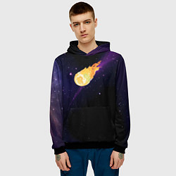 Толстовка-худи мужская Магическая комета и обыденный космос, цвет: 3D-черный — фото 2