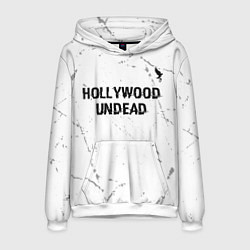 Толстовка-худи мужская Hollywood Undead glitch на светлом фоне посередине, цвет: 3D-белый