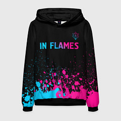 Толстовка-худи мужская In Flames - neon gradient посередине, цвет: 3D-черный