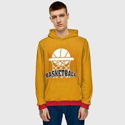 Толстовка-худи мужская Basketball - кольцо и мяч, цвет: 3D-красный — фото 2