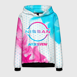Толстовка-худи мужская Nissan neon gradient style, цвет: 3D-черный