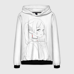 Толстовка-худи мужская Фрирен - карандашный набросок, цвет: 3D-черный