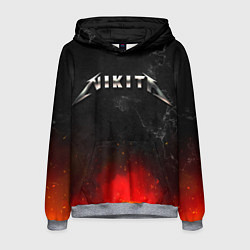 Толстовка-худи мужская Никита в стиле Металлика - огонь и искры, цвет: 3D-меланж