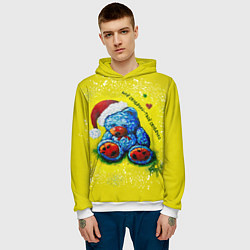 Толстовка-худи мужская Мишка: моё сердечко - твоё сердечко, цвет: 3D-белый — фото 2