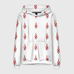 Толстовка-худи мужская Новогодние украшения-сосульки, цвет: 3D-белый