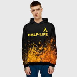 Толстовка-худи мужская Half-Life - gold gradient посередине, цвет: 3D-черный — фото 2