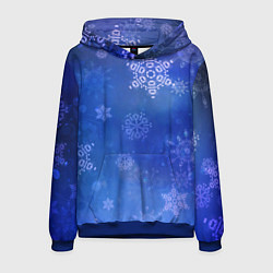 Толстовка-худи мужская Декоративные снежинки на фиолетовом, цвет: 3D-синий