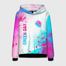 Толстовка-худи мужская Green Day neon gradient style вертикально, цвет: 3D-черный