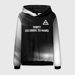 Толстовка-худи мужская Thirty Seconds to Mars glitch на темном фоне посер, цвет: 3D-черный
