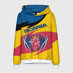 Толстовка-худи мужская Scania logo, цвет: 3D-белый