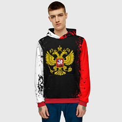 Толстовка-худи мужская Россия герб краски, цвет: 3D-красный — фото 2