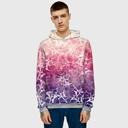 Толстовка-худи мужская Абстракция - паутинка на сине-красном фоне, цвет: 3D-меланж — фото 2