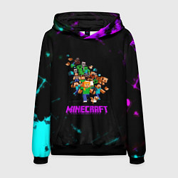 Толстовка-худи мужская Minecraft neon краски, цвет: 3D-черный