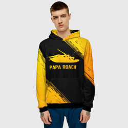 Толстовка-худи мужская Papa Roach - gold gradient, цвет: 3D-черный — фото 2