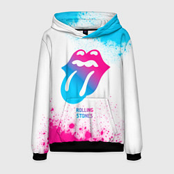 Толстовка-худи мужская Rolling Stones neon gradient style, цвет: 3D-черный