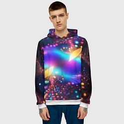 Толстовка-худи мужская Абстрактный розово синий фрактал, цвет: 3D-белый — фото 2