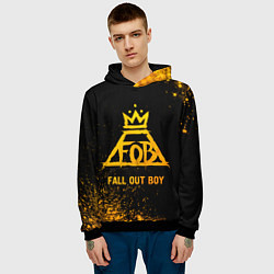 Толстовка-худи мужская Fall Out Boy - gold gradient, цвет: 3D-черный — фото 2