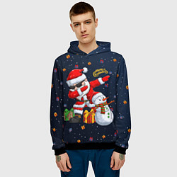 Толстовка-худи мужская Санта Клаус и снеговик, цвет: 3D-черный — фото 2