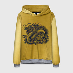 Толстовка-худи мужская Дракон на золоте, цвет: 3D-меланж