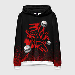 Толстовка-худи мужская Thirty seconds to mars skulls, цвет: 3D-белый