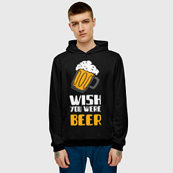 Толстовка-худи мужская Wish you were beer, цвет: 3D-черный — фото 2