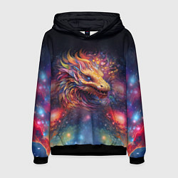 Толстовка-худи мужская Космический дракон - символ года, цвет: 3D-черный