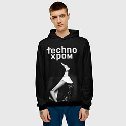 Толстовка-худи мужская Techno храм вожделение, цвет: 3D-черный — фото 2