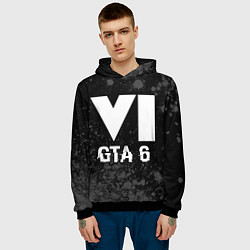 Толстовка-худи мужская GTA 6 glitch на темном фоне, цвет: 3D-черный — фото 2