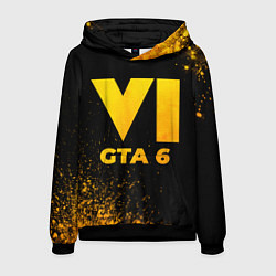 Толстовка-худи мужская GTA 6 - gold gradient, цвет: 3D-черный
