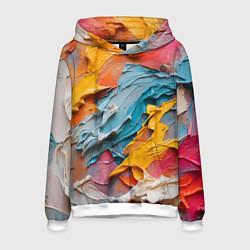 Толстовка-худи мужская Абстрактная живопись акрилом, цвет: 3D-белый