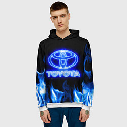 Толстовка-худи мужская Toyota neon fire, цвет: 3D-белый — фото 2