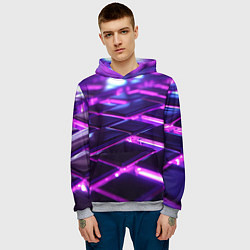 Толстовка-худи мужская Фиолетовая неоновая плитка, цвет: 3D-меланж — фото 2