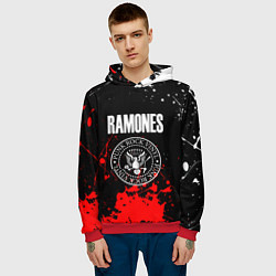 Толстовка-худи мужская Ramones краски метал группа, цвет: 3D-красный — фото 2