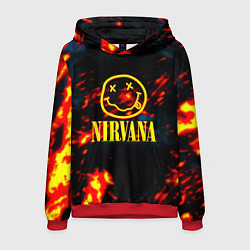 Толстовка-худи мужская Nirvana rock огненное лого лава, цвет: 3D-красный