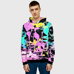 Толстовка-худи мужская Color expressive abstraction, цвет: 3D-черный — фото 2