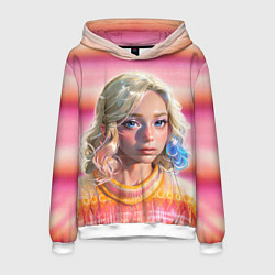 Толстовка-худи мужская Энид Синклер - арт и текстура розового свитера, цвет: 3D-белый
