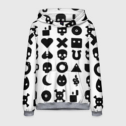 Толстовка-худи мужская Love death robots pattern white, цвет: 3D-меланж