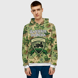 Толстовка-худи мужская Садовый камуфляж - дачные войска, цвет: 3D-белый — фото 2